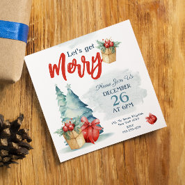 Invitación Acuarela Dibujada a Mano Feliz Navidad