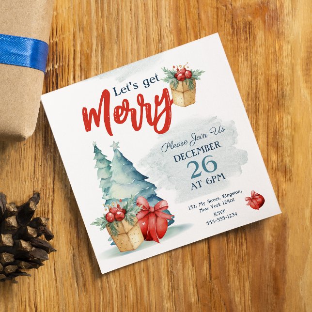 Invitación Acuarela Dibujada a Mano Feliz Navidad (Subido por el creador)
