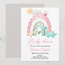 Acuarela Dinosaurio Bebé Niña Dino Ducha de bebé e