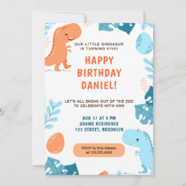 Invitación Acuarela Dinosaurios Naturaleza cumpleaños botánic