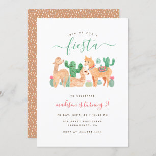 Invitación Acuarela divertida Llama Fiesta Niños Cumpleaños