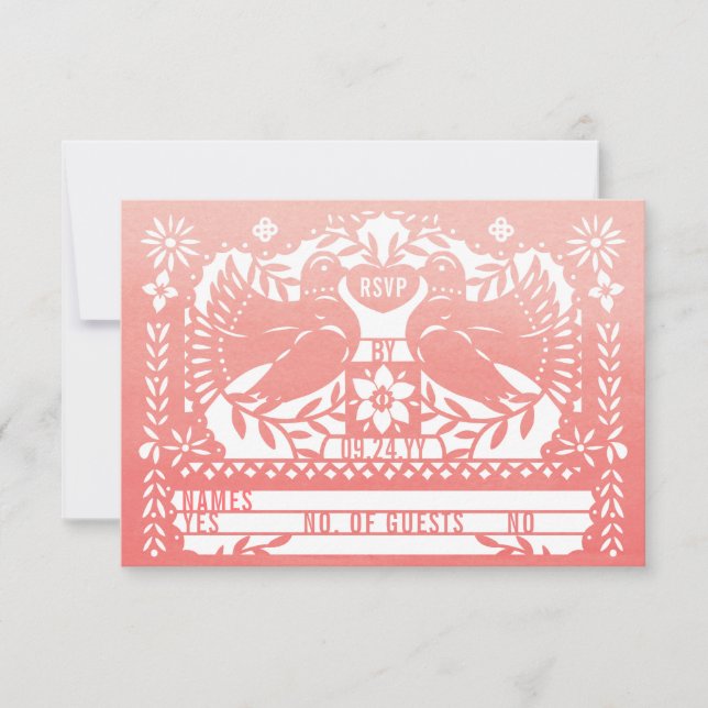 Invitación Acuarela Doñas Fantail Mexicanas Papel Picado RSVP (Anverso)