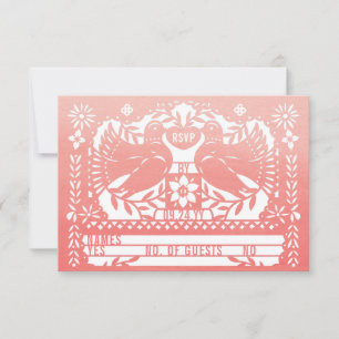 Invitación Acuarela Doñas Fantail Mexicanas Papel Picado RSVP