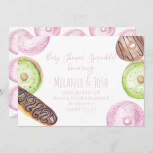 Invitación Acuarela Donut Baby Shower Sprinkle Swekle Invita