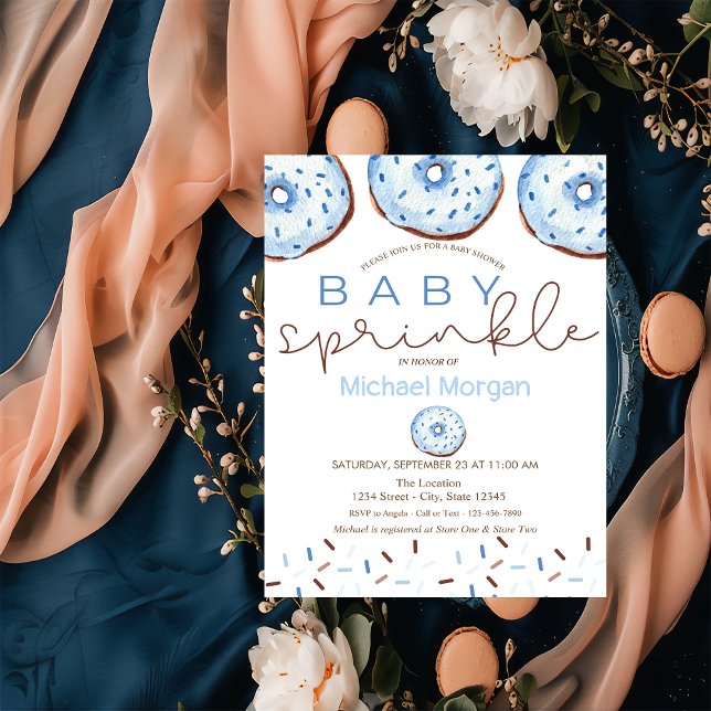 Invitación Acuarela Donuts Baby Sprinkle Boy Baby Shower (Subido por el creador)