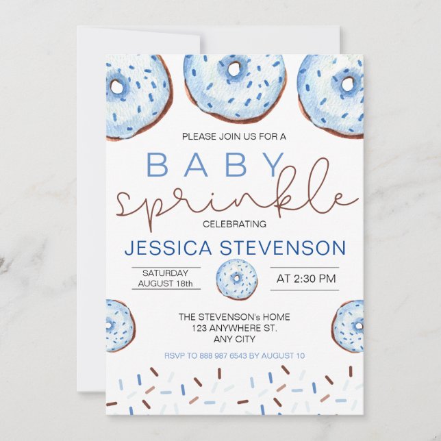 Invitación Acuarela Donuts Bebé Sprinkle Shower (Anverso)