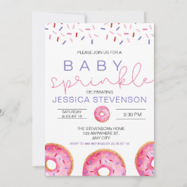 Invitación Acuarela Donuts chica Bebé Sprinkle Shower