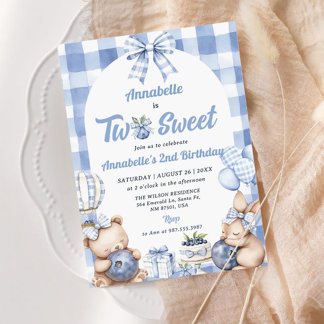 Invitación Acuarela Dos Dulces Fiestas del Segundo Cumpleaños (Subido por el creador)