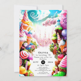 Invitación Acuarela Dreamy Candyland Birthday