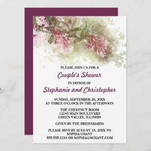 Invitación Acuarela Ducha de Boda de jazmín morado