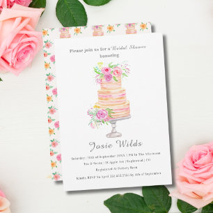 Invitación Acuarela Ducha De Madera Layered Pastel Con Rosas