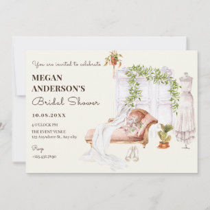 Invitación Acuarela Ducha de novia en habitación de novia