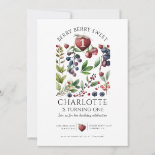 Invitación Acuarela Dulce Cumpleaños de las Bayas Primer Cump