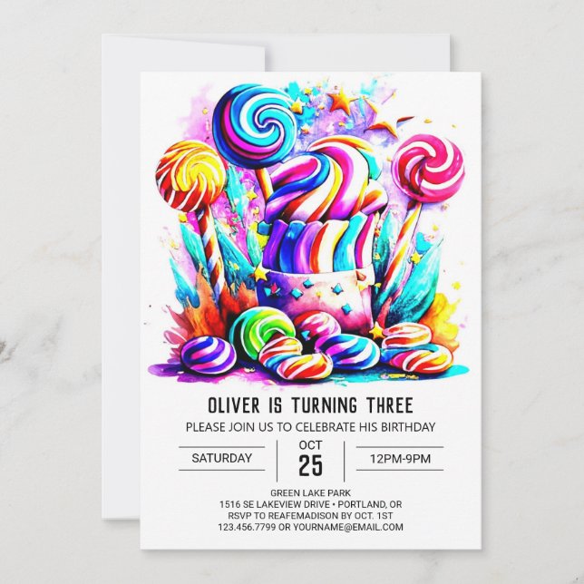 Invitación Acuarela dulce dulce chocolate cumpleaños (Anverso)