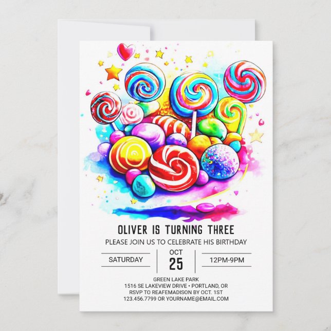 Invitación Acuarela dulce dulce chocolate cumpleaños (Anverso)