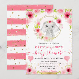 Invitación Acuarela Dulce Elefante de la Jungla Baby Shower