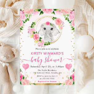 Invitación Acuarela Dulce Elefante de la Jungla Fiesta de Beb