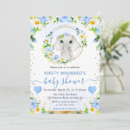 Invitación Acuarela Dulce Elefante de la Jungla Fiesta de Beb
