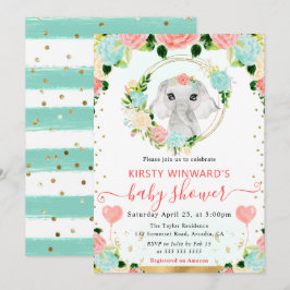 Invitación Acuarela Dulce Elefante de la Jungla Fiesta de Beb