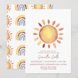 Invitación Acuarela Dulce Fiesta de Bebé Amarillo Soleado