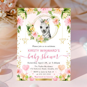 Invitación Acuarela Dulce Fiesta de Bebé Cebra de la Jungla R