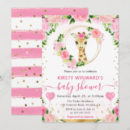 Invitación Acuarela Dulce Fiesta de Bebé Jirafa de la Jungla