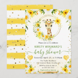 Invitación Acuarela Dulce Fiesta de Bebé Jirafa de la Jungla