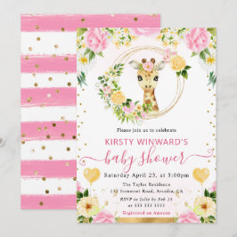 Invitación Acuarela Dulce Fiesta de Bebé Jirafa de la Jungla