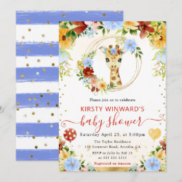 Invitación Acuarela Dulce Fiesta de Bebé Jirafa de la Jungla