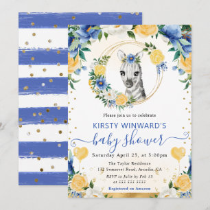 Invitación Acuarela Dulce Jungla Cebra Baby Shower