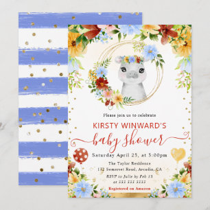 Invitación Acuarela Dulce Jungla Hipopótamo Baby Shower