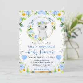 Invitación Acuarela Dulce Jungla Hipopótamo Baby Shower