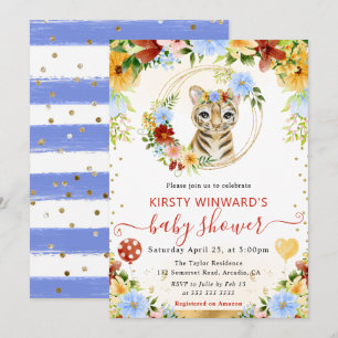Invitación Acuarela Dulce Jungla Tigre Baby Shower