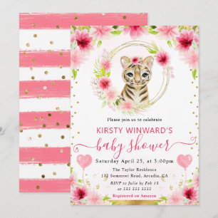 Invitación Acuarela Dulce Jungla Tigre Baby Shower