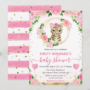 Invitación Acuarela Dulce Jungla Tigre Baby Shower
