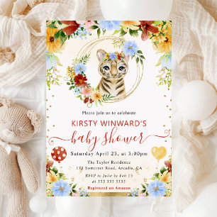 Invitación Acuarela Dulce Jungla Tigre Baby Shower