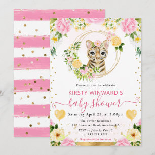 Invitación Acuarela Dulce Jungla Tigre Baby Shower