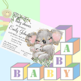 Invitación Acuarela dulce Koala Unisex Baby Shower