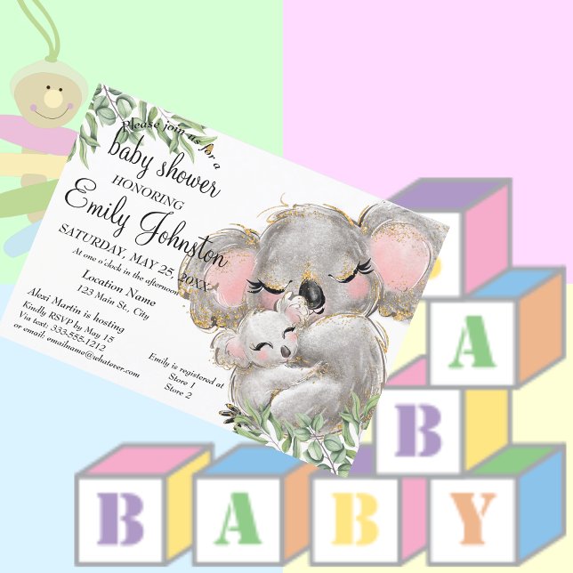 Invitación Acuarela dulce Koala Unisex Baby Shower (Subido por el creador)