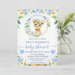 Invitación Acuarela Dulce León de la Jungla Baby Shower