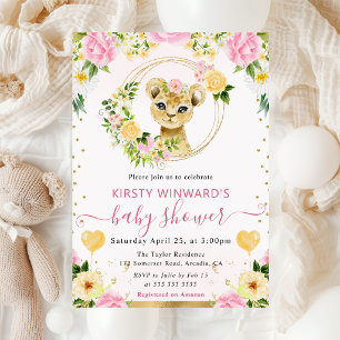 Invitación Acuarela Dulce León de la Jungla Baby Shower