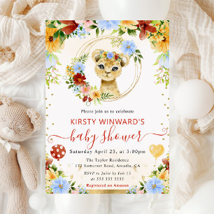Invitación Acuarela Dulce León de la Selva Baby Shower