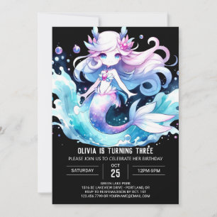 Invitación Acuarela Dulce Mermaid Cumpleaños