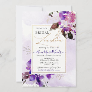 Invitación Acuarela Dulce Violeta Morada Novia Lunchoa