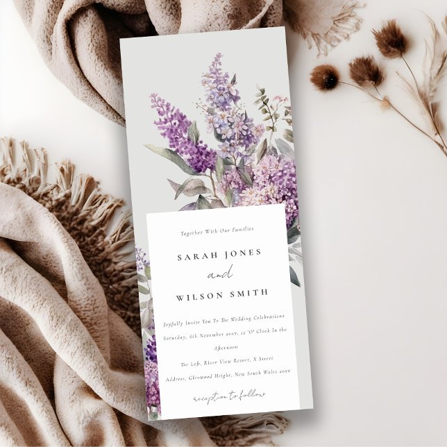 Invitación Acuarela Dusky Lilac Cottage Boda Floral (Subido por el creador)