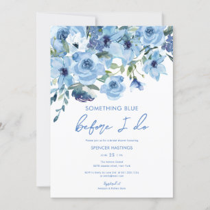 Invitación Acuarela Dusty Blue Floral Bridal Shower