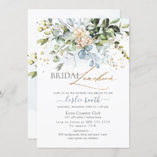 Invitación Acuarela Dusty Blue Gum Eucalyptus Bridal Shower