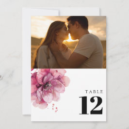 Invitación Acuarela Dusty Rosa Floral Foto Número de tabla