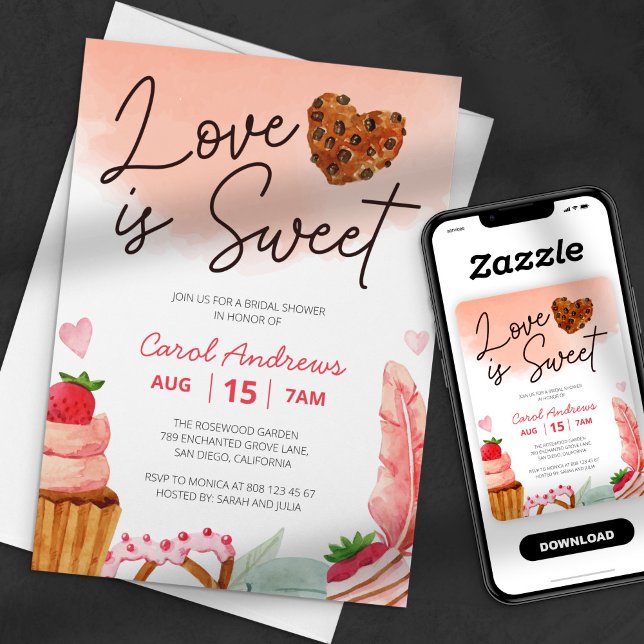 Invitación Acuarela El amor es la ducha dulce de novia (Subido por el creador)