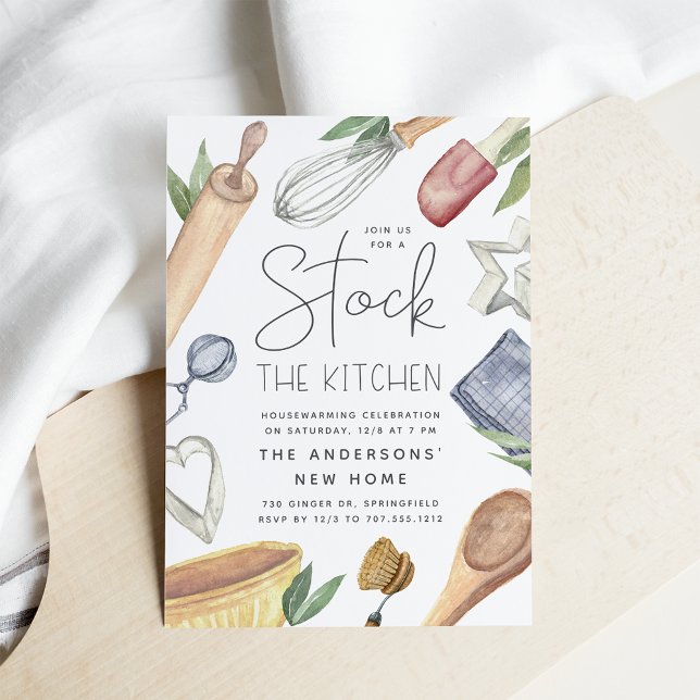 Invitación Acuarela: El Fiesta de la cocina para el calentami (Subido por el creador)